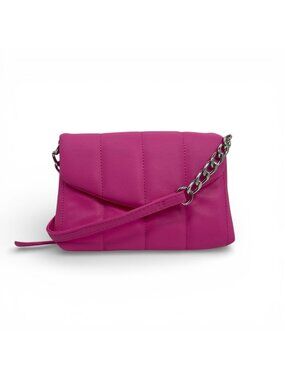 Primark Pink Quilted Crossbody Bag With Chain Strap & Magnetic Closure
